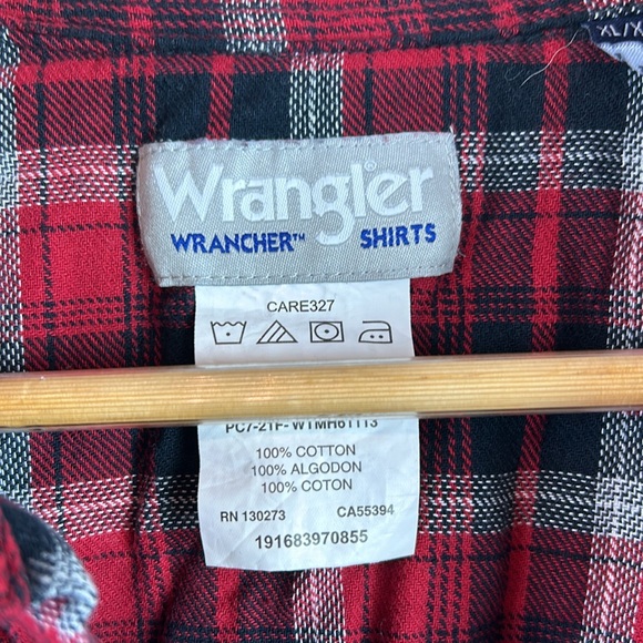 Wrangler Wrancher Plaid Shirt Flannel Pearl Snap Cotton Cowboy Western Mens XL - Picture 3 of 6